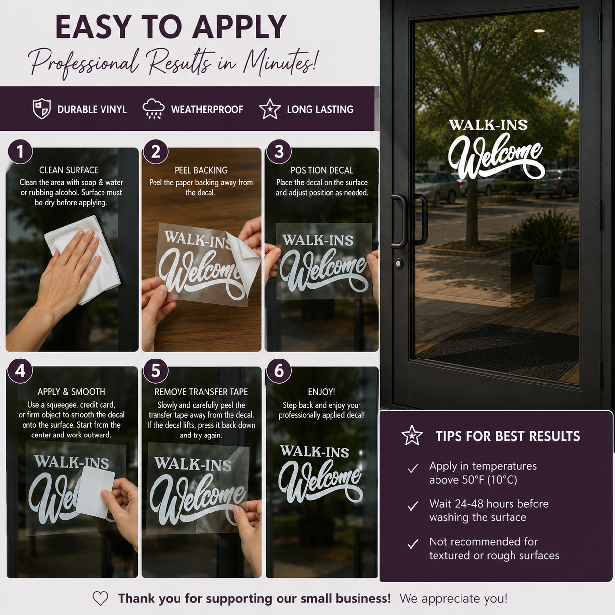 Welcoming Walk-Ins Welcome Door Decal – Elevate Your Business's Appeal - Random Little Finds
