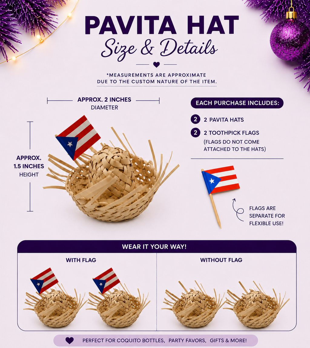 Pack of 2 Mini Pava Straw Hats - Traditional Pavita Hats from Puerto Rico - Random Little Finds