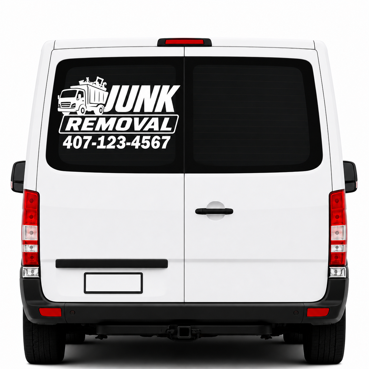 Custom Junk Removal Vehicle Decal with Phone Number | Business Truck Window Vinyl | Work Van Advertising Sticker | 25+ Colors