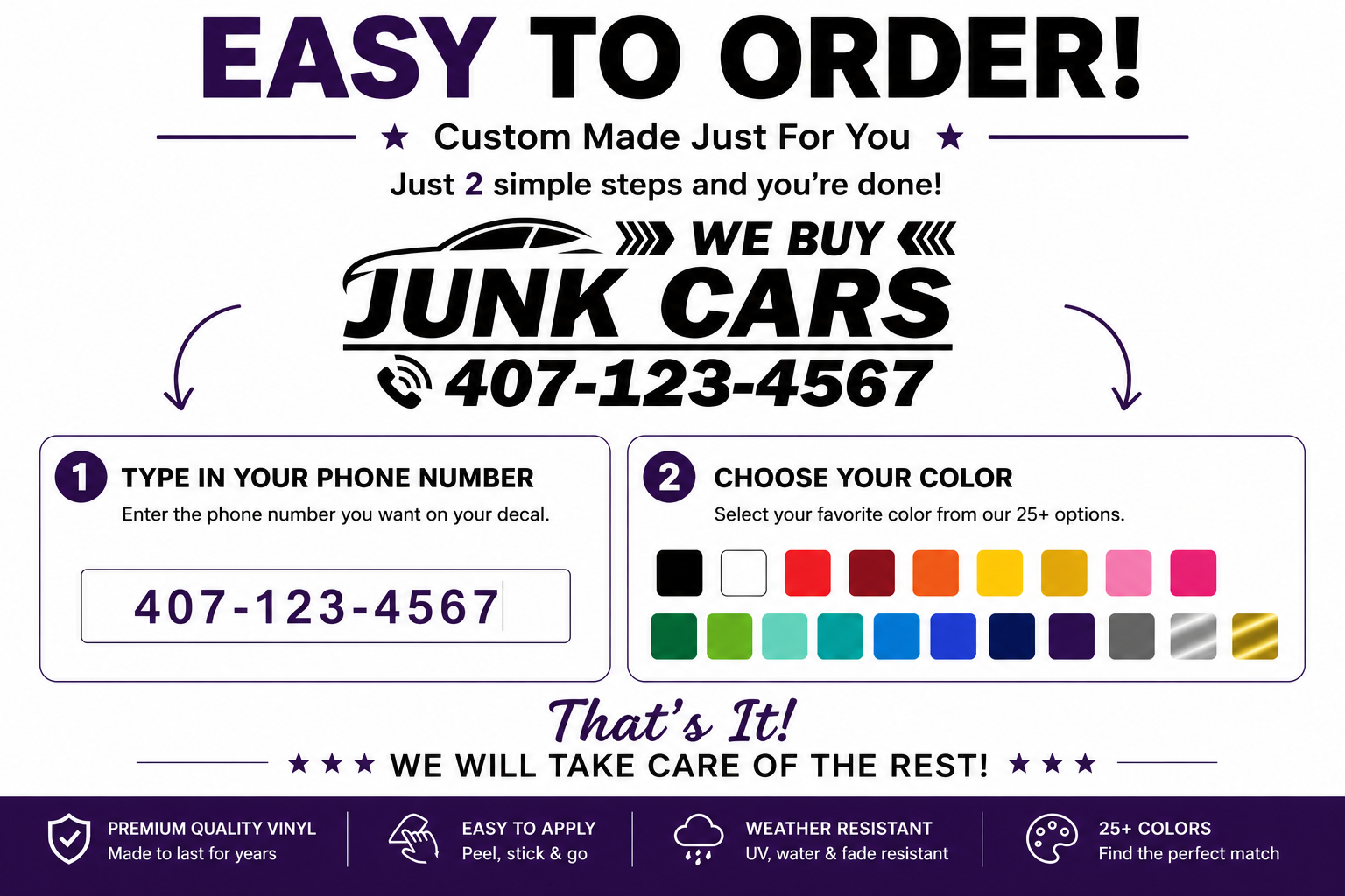 Custom We Buy Junk Cars Decal - Transform Your Pickup Truck Into a Mobile Advertisement - Random Little Finds