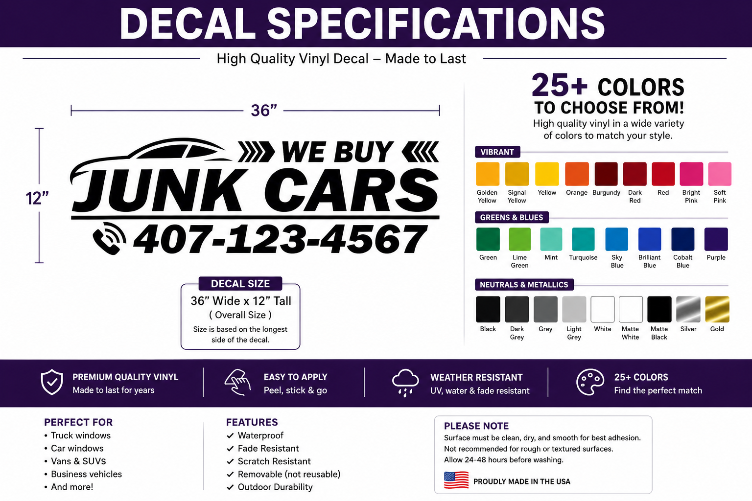 Custom We Buy Junk Cars Decal - Transform Your Pickup Truck Into a Mobile Advertisement - Random Little Finds