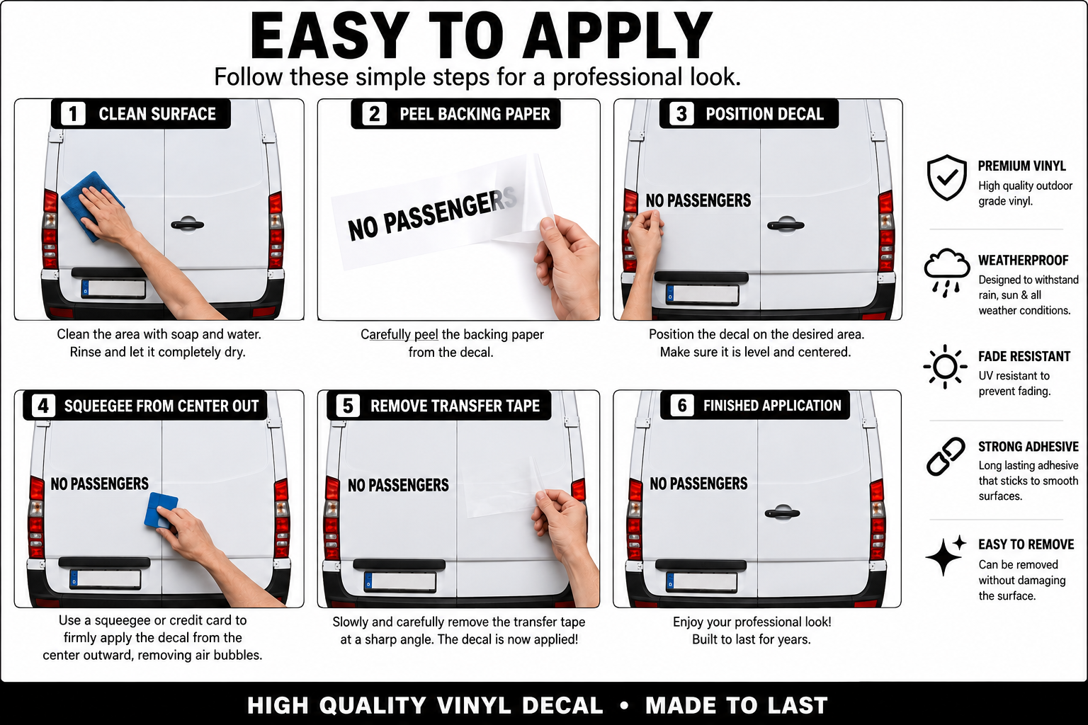 No Passengers Vinyl Decal Stickers for Commercial Vehicles - Perfect for Semi Trucks, Vans, and Taxis - Random Little Finds