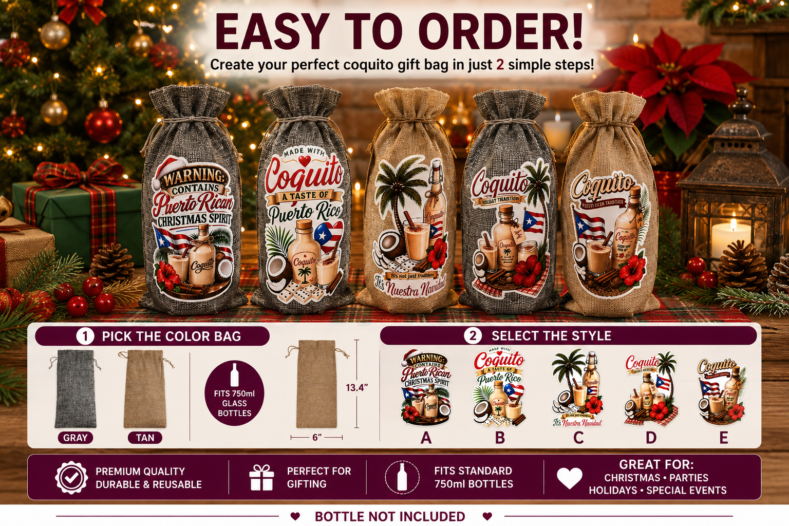 Celebrate the Season with Our Puerto Rican Christmas Gift Bag - Perfect for Your Holiday Bottles! - Random Little Finds