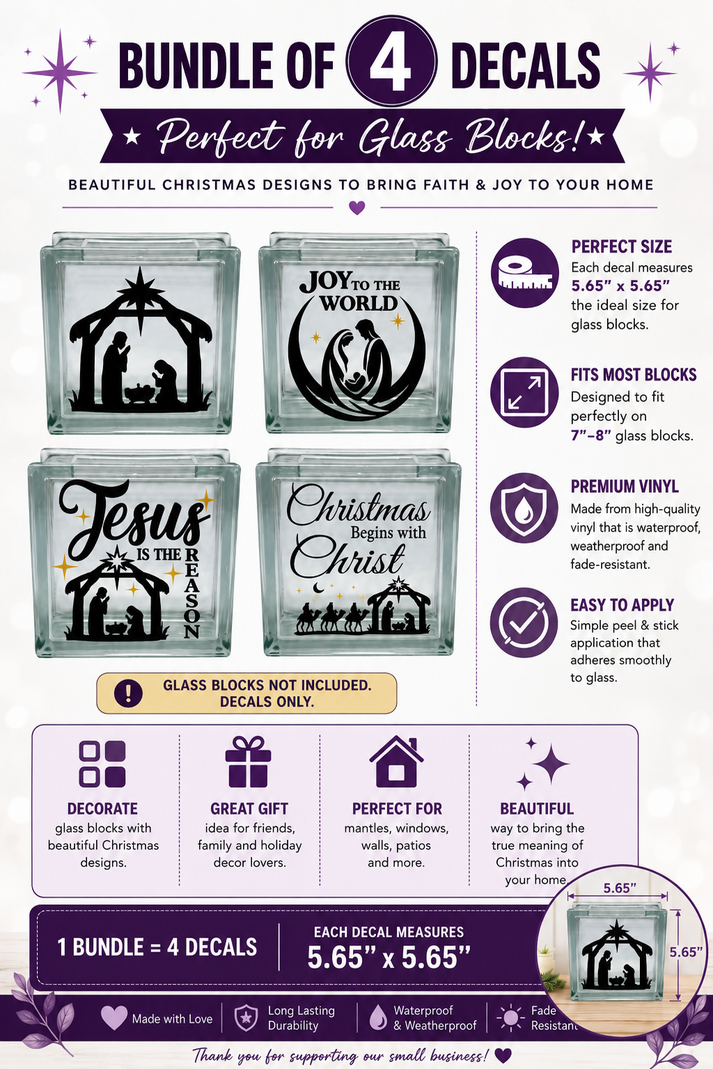 Transform Your Christmas with Our Christian Christmas Decal Bundle - Set of 4 Meaningful Vinyl Decals - Random Little Finds