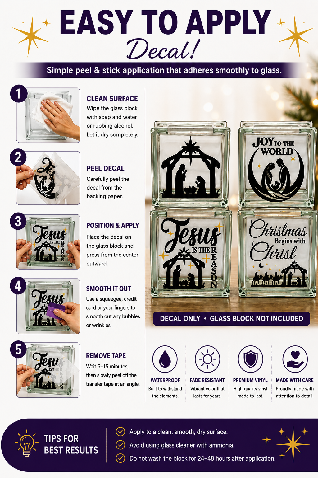 Transform Your Christmas with Our Christian Christmas Decal Bundle - Set of 4 Meaningful Vinyl Decals - Random Little Finds