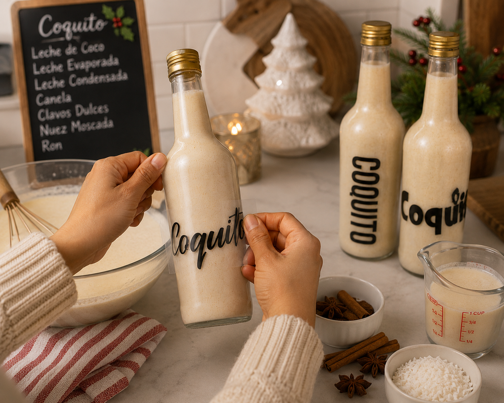 Random Little Finds Coquito Bottle Labels, 6 Pack - Random Little Finds