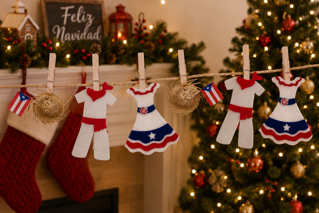 Jibaro Puerto Rican Theme Garland, Red White Blue, 3ft - Random Little Finds