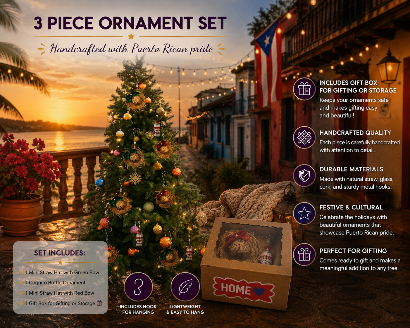 Jibaro Christmas Ornament 3 PC Set - Random Little Finds