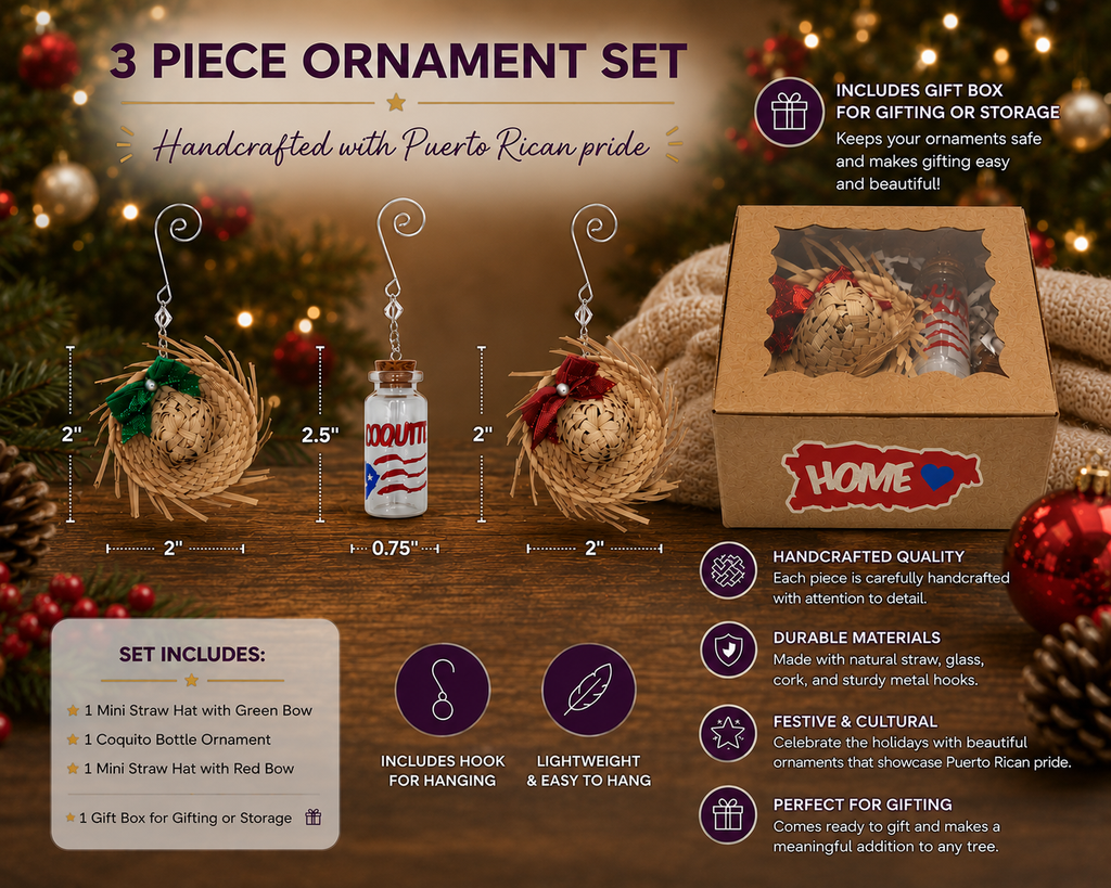 Jibaro Christmas Ornament 3 PC Set - Random Little Finds