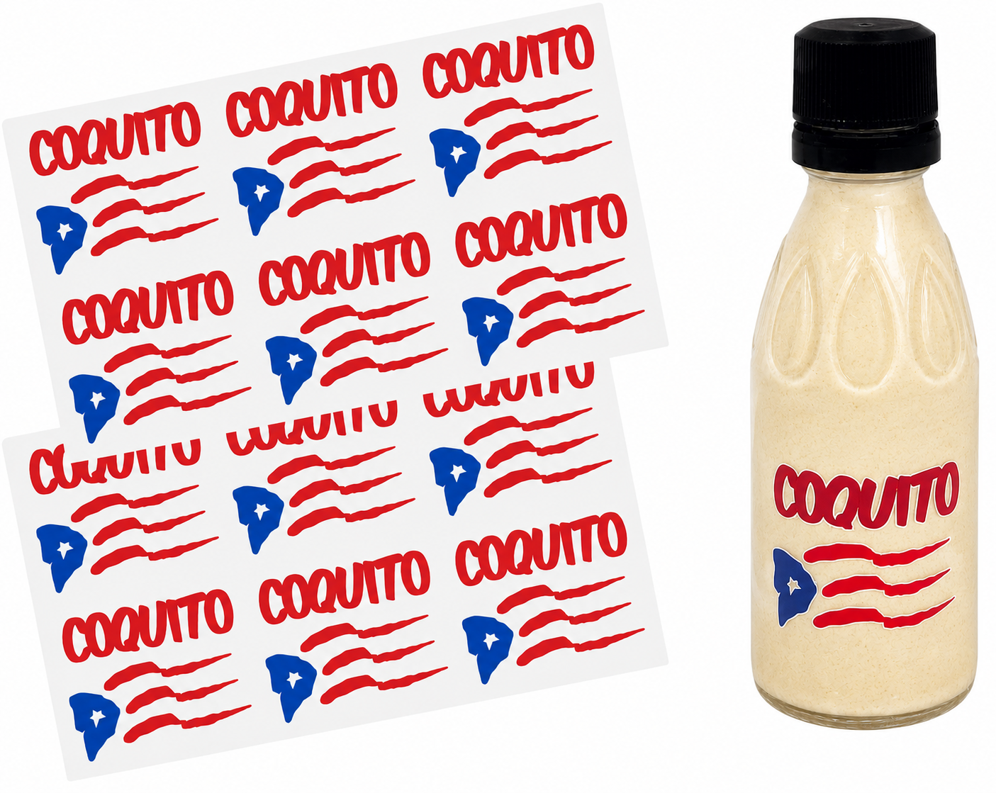 Puerto Rico Coquito Bottle Decals - Travel Size 12 Pack - Random Little Finds