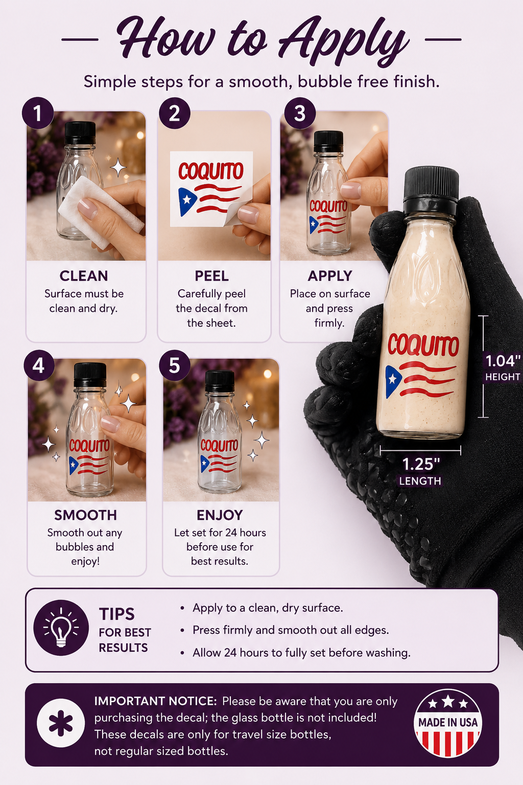 Puerto Rico Coquito Bottle Decals - Travel Size 12 Pack - Random Little Finds