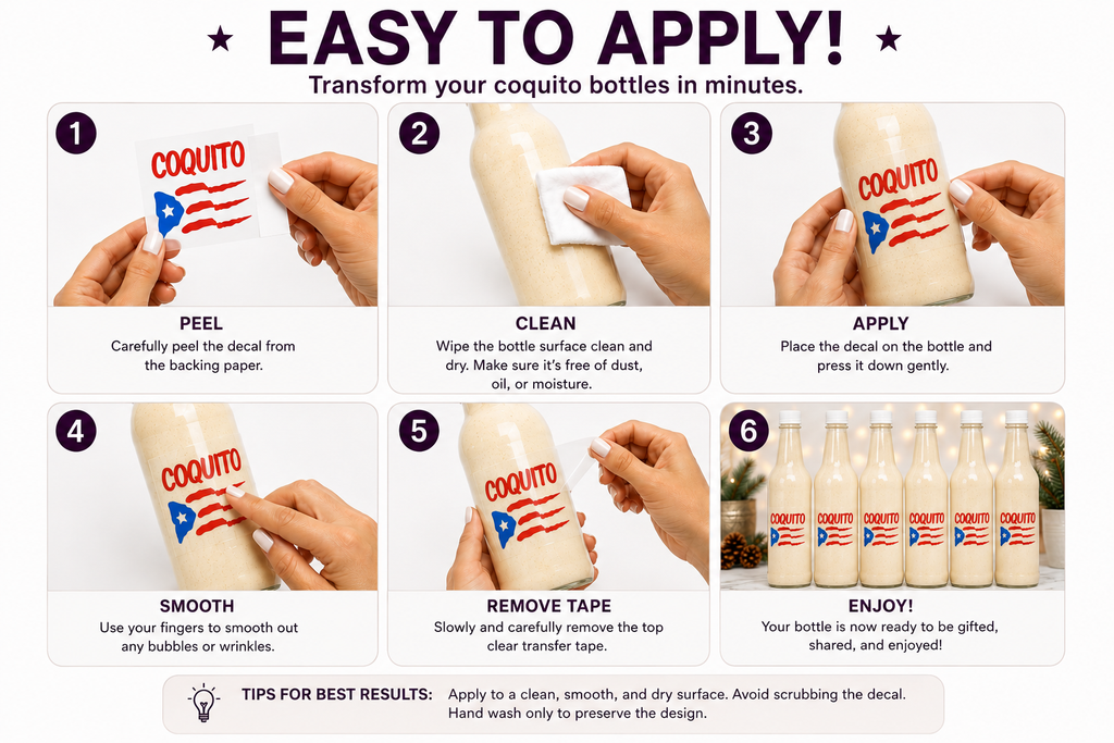 Puerto Rican Coquito Bottle Sticker Decal Collection for 750ml Bottles - Random Little Finds