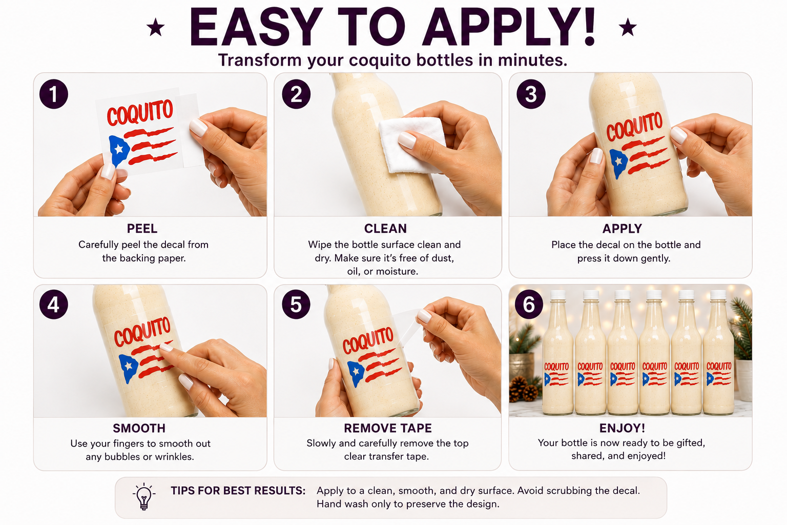 Puerto Rican Coquito Bottle Sticker Decal Collection for 750ml Bottles - Random Little Finds