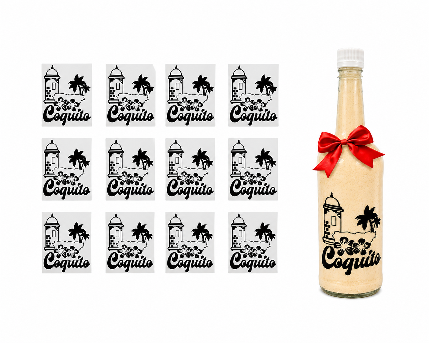 Puerto Rico Coquito Bottle Decorative Labels 1 Dozen Stickers - Random Little Finds