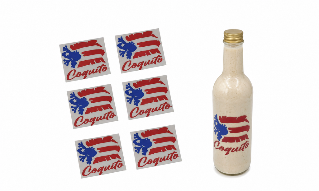 Puerto Rican Flag Decal Sticker Set for 750ml Coquito Bottles - Perfect Puerto Rico Flag Decal - Random Little Finds