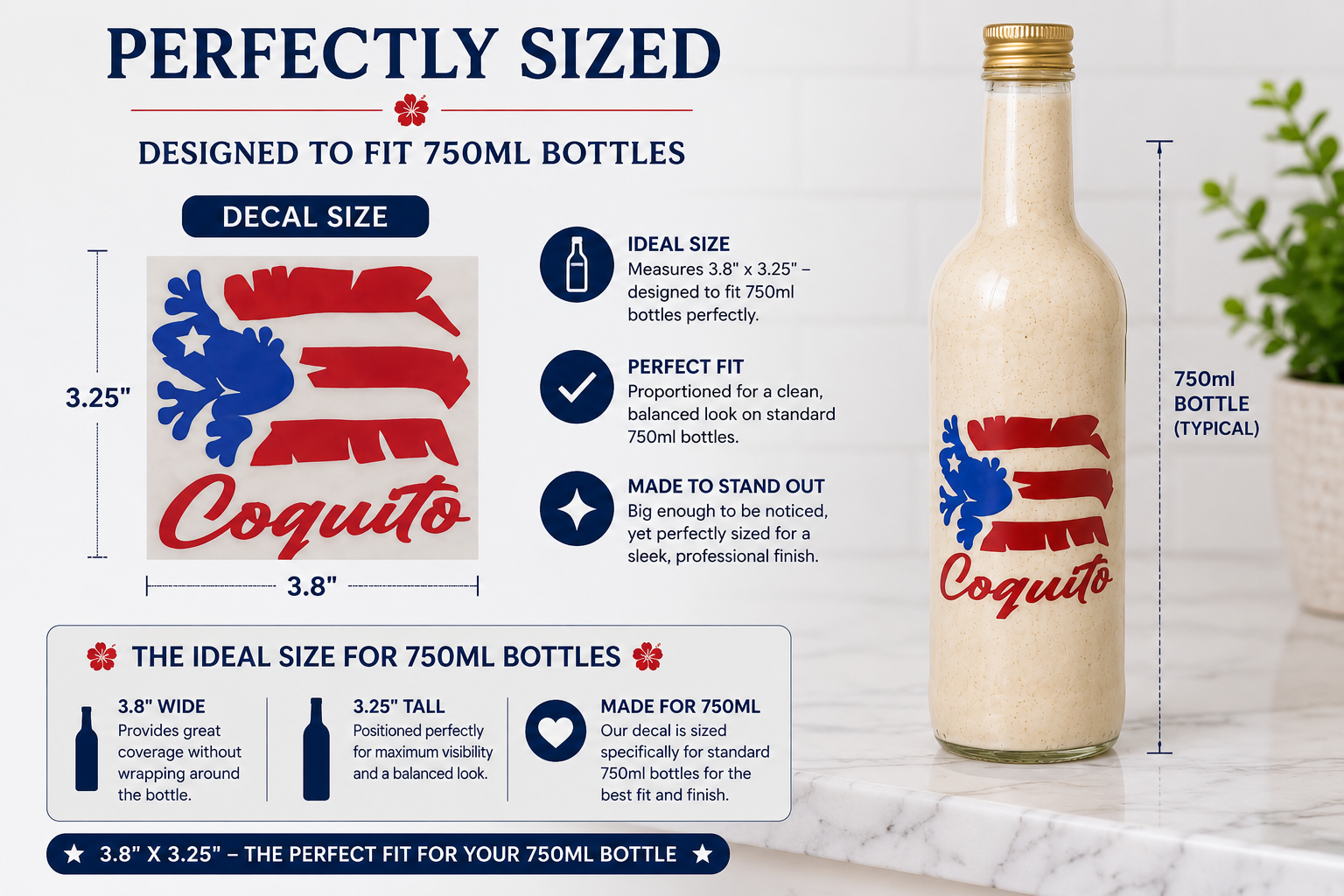 Puerto Rican Flag Decal Sticker Set for 750ml Coquito Bottles - Perfect Puerto Rico Flag Decal - Random Little Finds