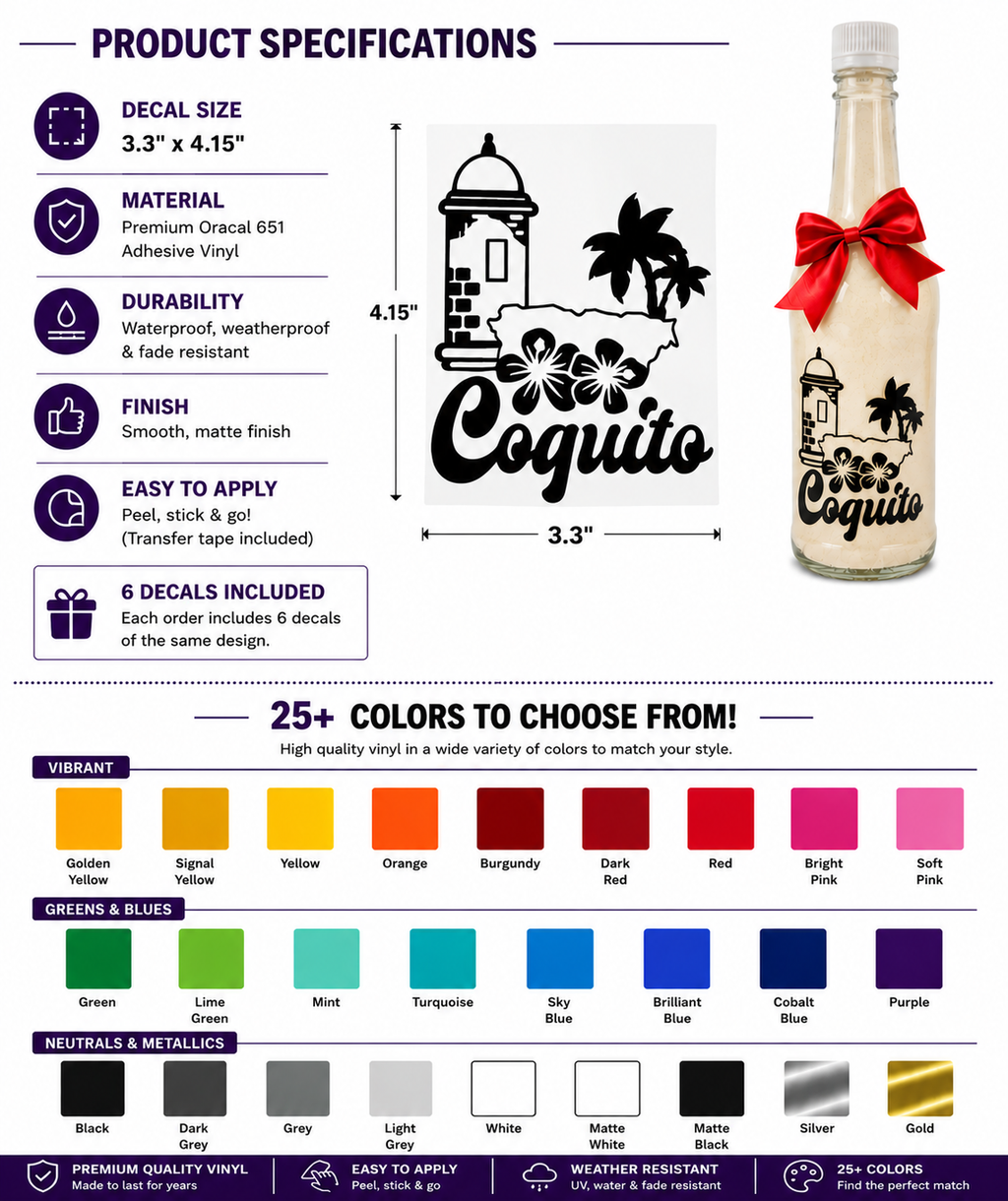 Puerto Rico Coquito Bottle Decorative Labels Stickers - Random Little Finds