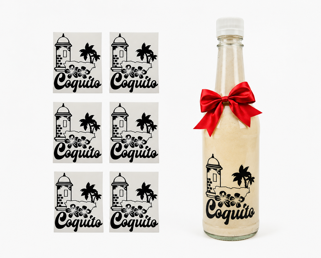 Puerto Rico Coquito Bottle Decorative Labels Stickers - Random Little Finds