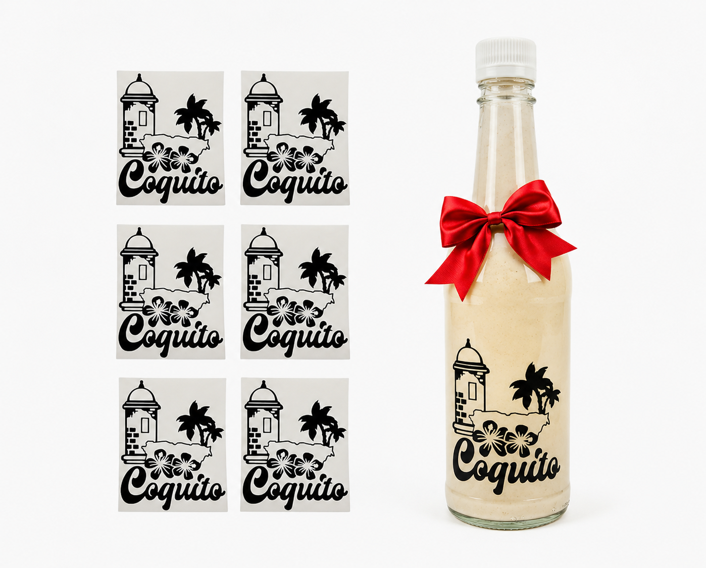 Puerto Rico Coquito Bottle Decorative Labels Stickers - Random Little Finds