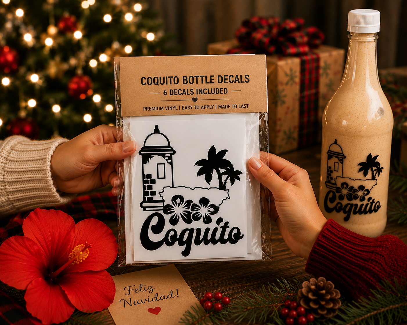 Puerto Rico Coquito Bottle Decorative Labels Stickers - Random Little Finds