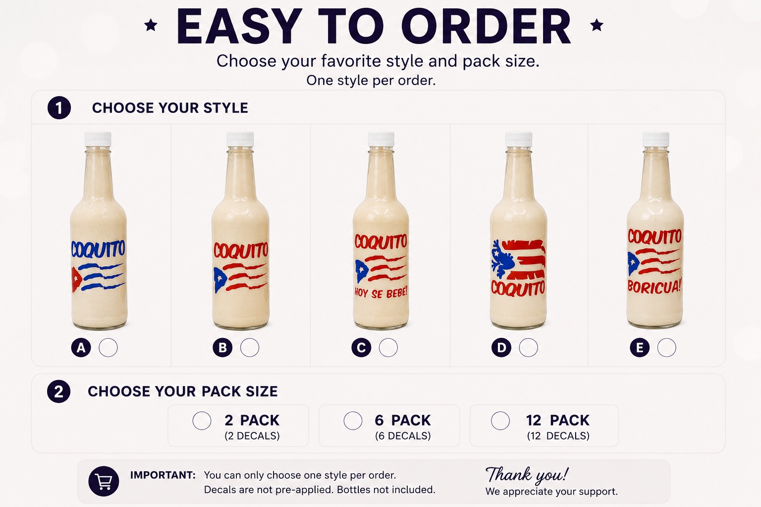 Puerto Rican Coquito Bottle Sticker Decal Collection for 750ml Bottles - Random Little Finds