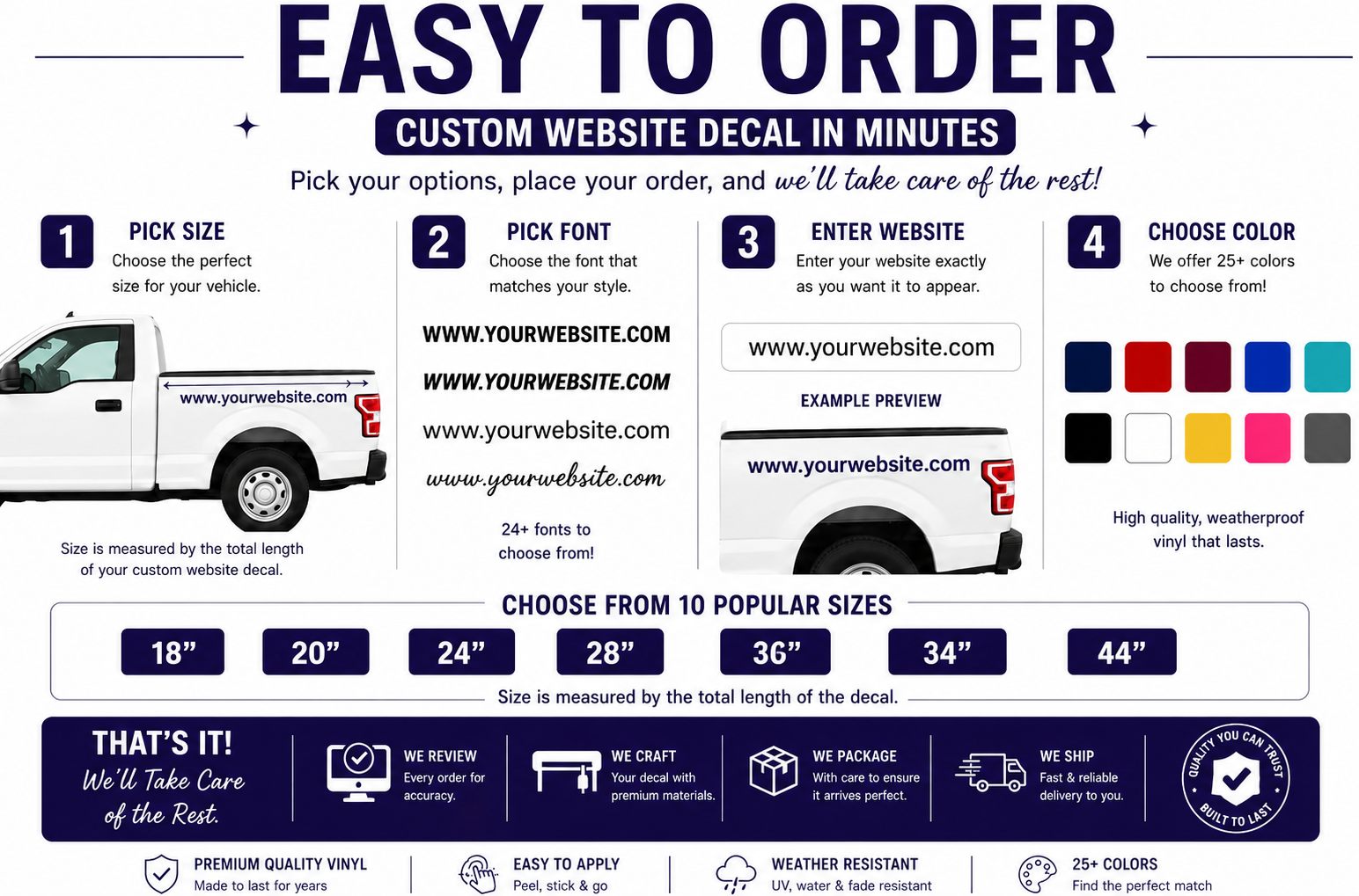 Custom Website Decal for Trucks, Vans & Business Vehicles | Personalized Vinyl Website Lettering
