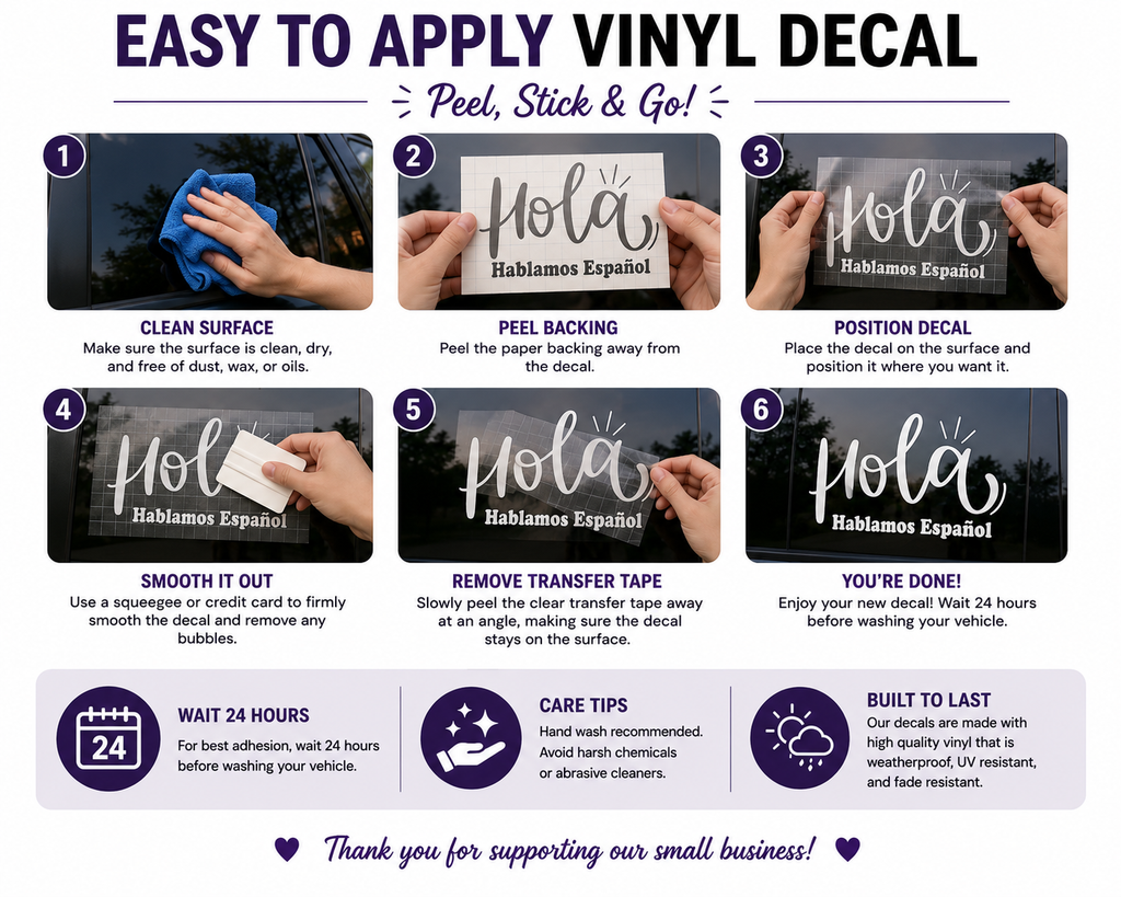 Hola Hablamos Español Vinyl Store Window Decal - Spanish Language Sign for Business Door Sticker - Random Little Finds