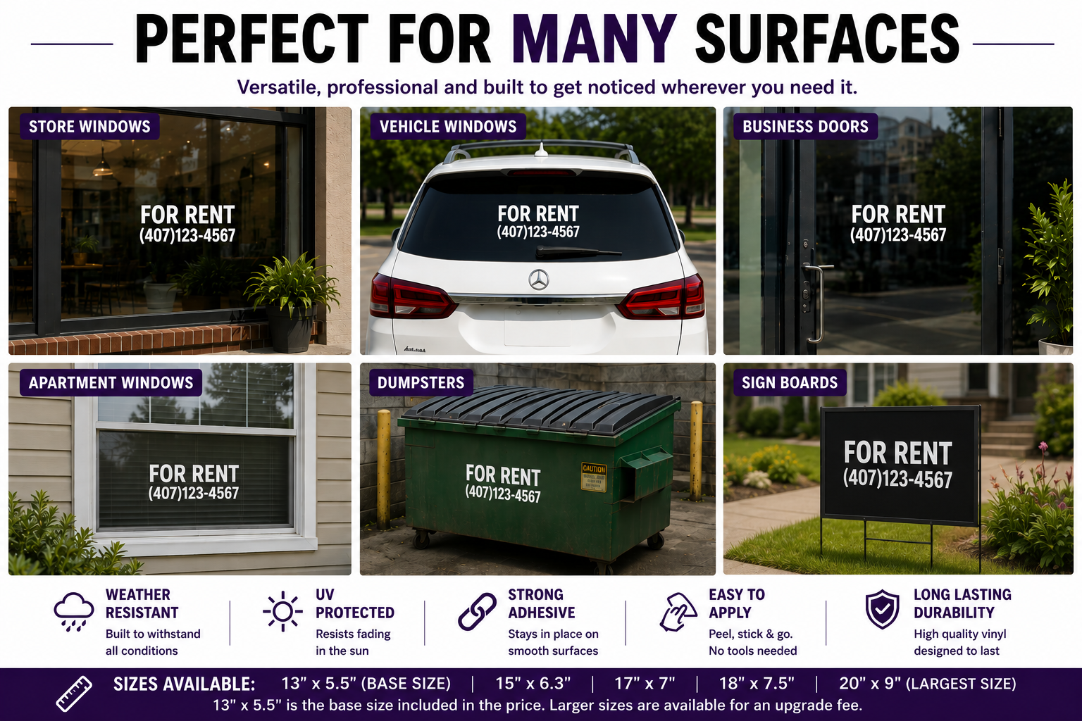 Shopify Title  Custom For Rent Decal with Phone Number | Personalized Rental Property Window Sign - Random Little Finds