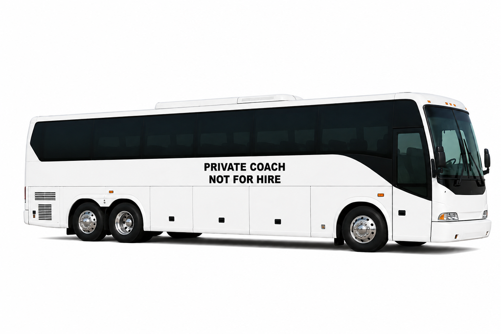 Private Motor Coach Not for Hire Set of 2 Vinyl Decal Stickers