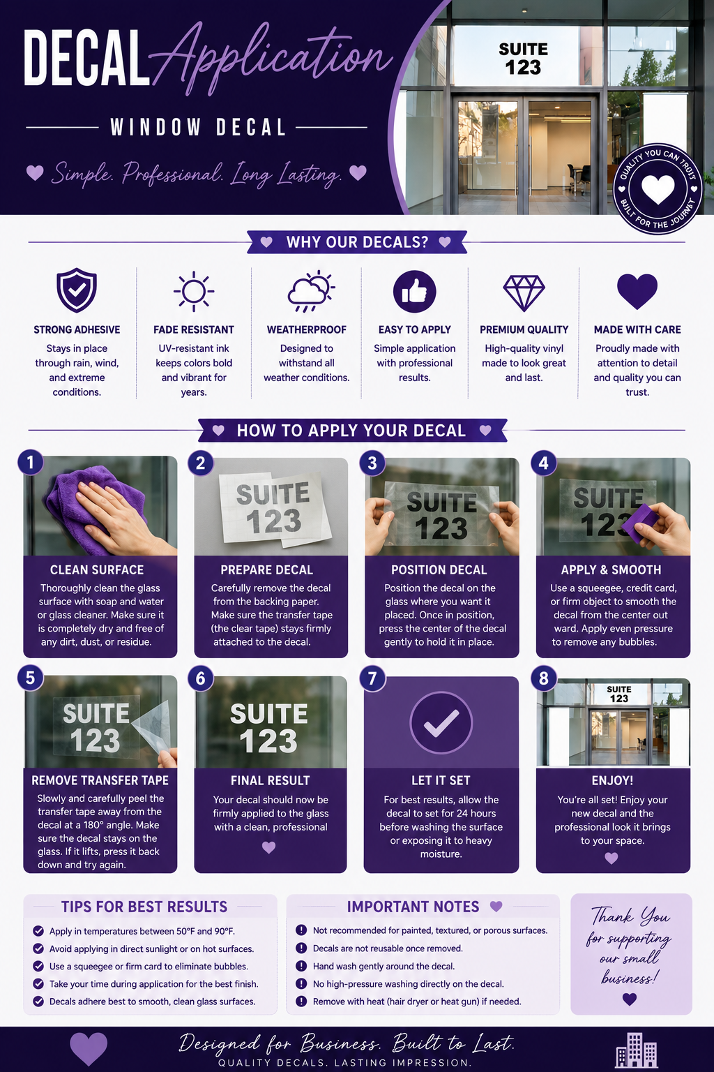 Custom Suite Number Window Decal – Office, Building, Space & Unit Number Vinyl Door Sign