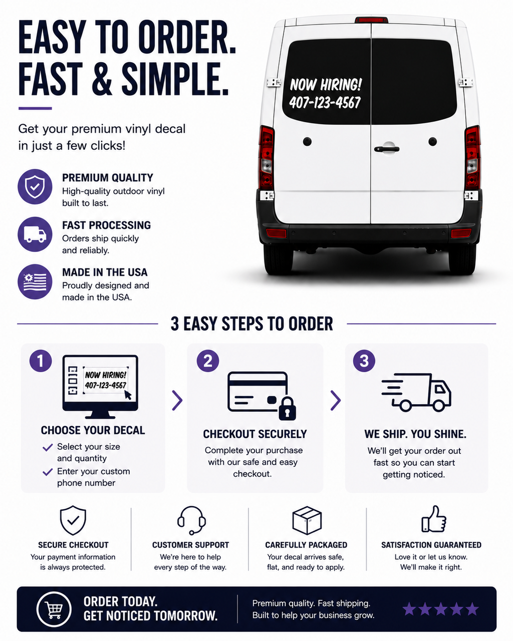 Now Hiring Window Decal – Custom Business Hiring Sign Vinyl Sticker for Car, Truck, Van or Storefront