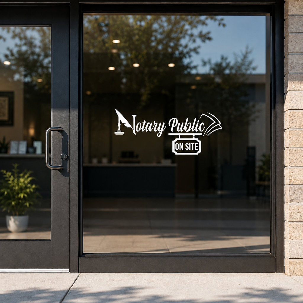 Custom Notary Public On Site Vinyl Window Decal | Business Door & Storefront Sticker