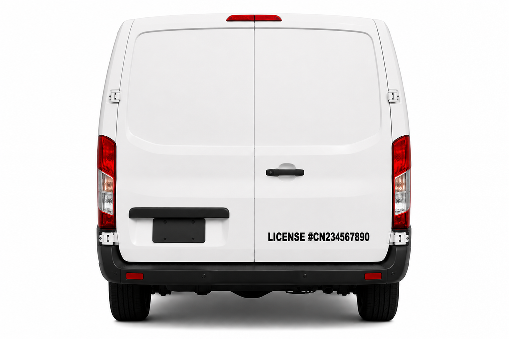 Custom Contractor License Number Decal (2 Pack) – Personalized Vehicle Vinyl Lettering for Vans, Trucks & Work Vehicles