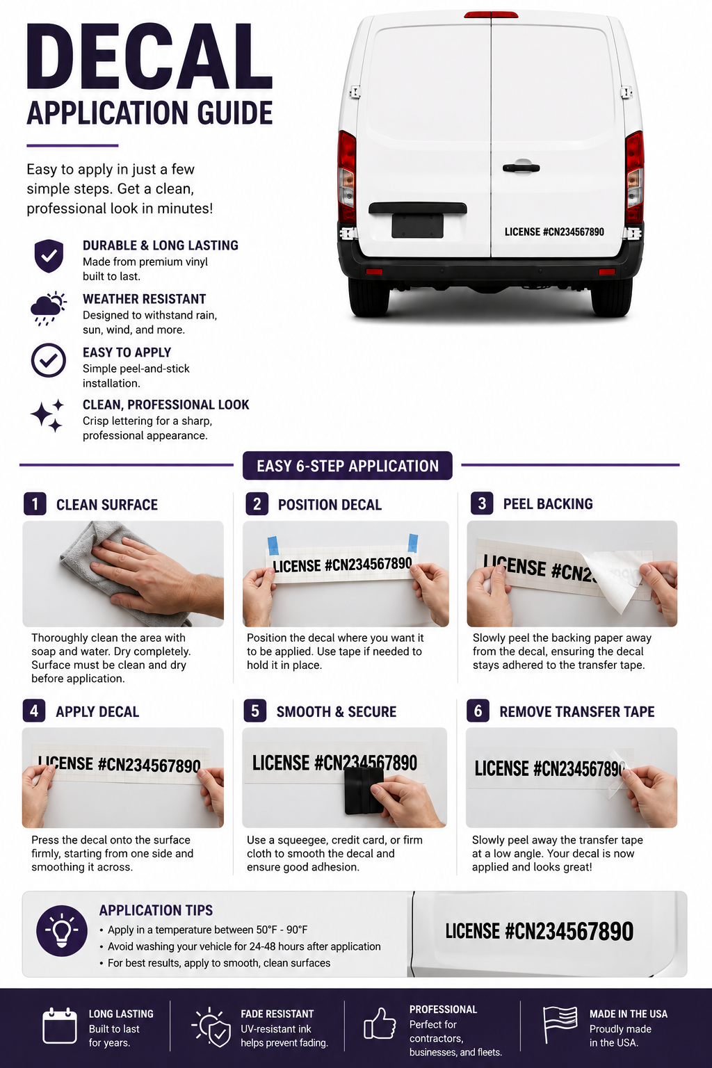 Custom Contractor License Number Decal (2 Pack) – Personalized Vehicle Vinyl Lettering for Vans, Trucks & Work Vehicles