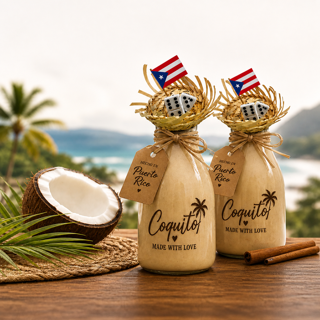 Pack of 2 Mini 2" Domino Edition Traditional Mini Pavita Hats & Puerto Rico Toothpick Flags Jibaro Pavas Party Favors Birthday Souvenirs Coquito Bottle Topper