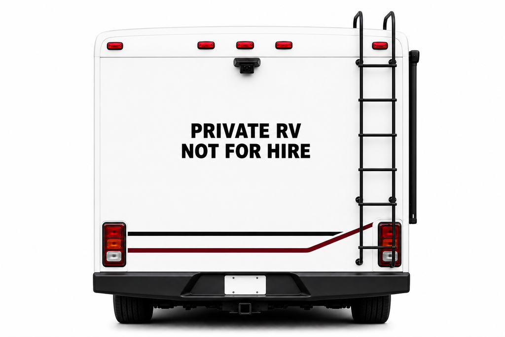 Private RV Not for Hire Set of 2 Vinyl Decal Stickers Motor Home Signs