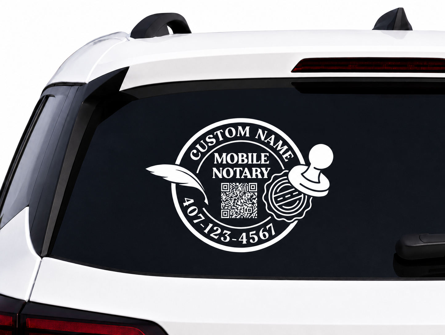 Custom Mobile Notary Public Vinyl Decal, Personalized Car Window Sticker with QR Code, Multiple Colors Available