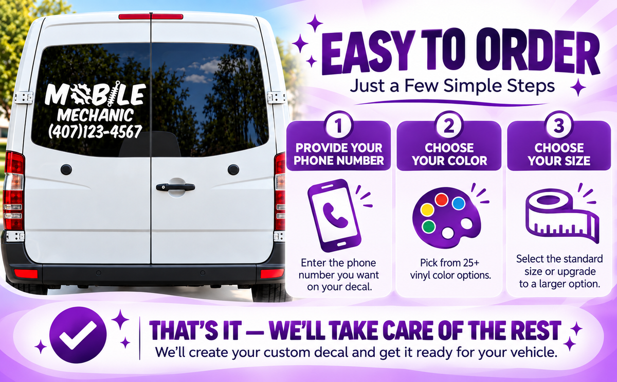 Custom Mobile Mechanic Decal - Elevate Your Brand with Personalized Vinyl for Your Vehicle