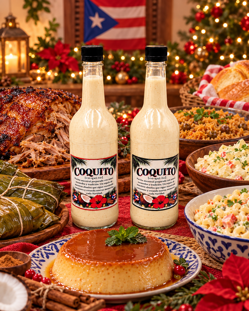 Coquito Bottle Stickers 6 Pack, Puerto Rican Christmas, 3.6 Inch