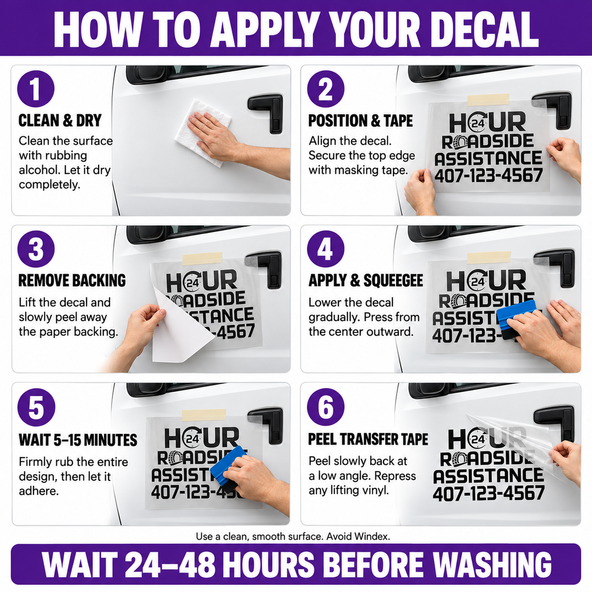 24 Hour Roadside Assistance Decal - Enhance Your Tow Truck's Visibility with Customizable Vinyl Sticker