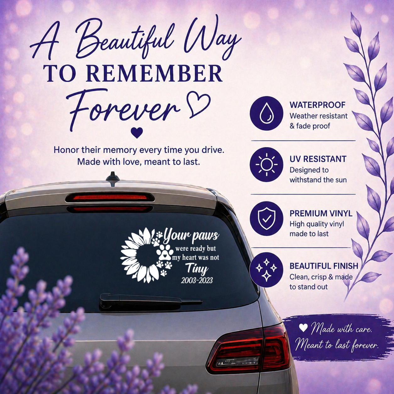 Personalized Pet Memorial Car Decal – Custom Dog & Cat Memorial Vinyl Sticker