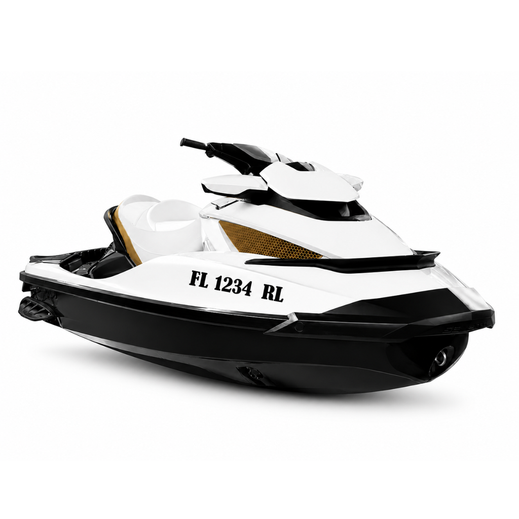 Custom Boat Registration Number Decal Set for Jet Ski, Watercraft Identification Stickers, Multiple Font Styles and Colors Available, Vinyl Material