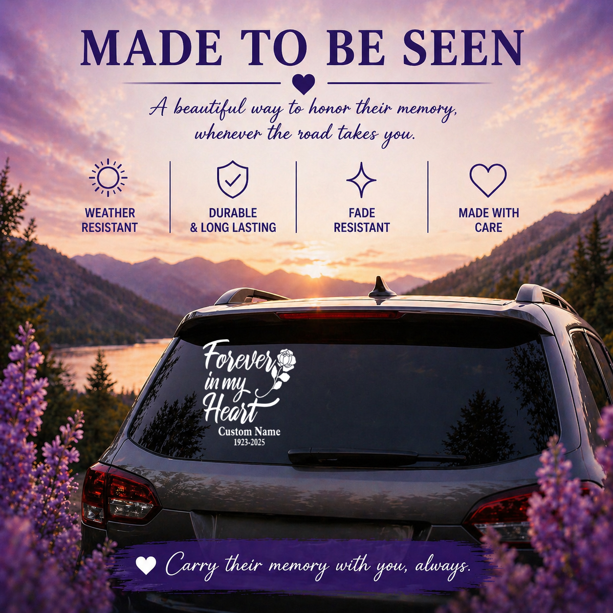 Forever In My Heart Memorial Decal | Personalized In Loving Memory Car Window Decal