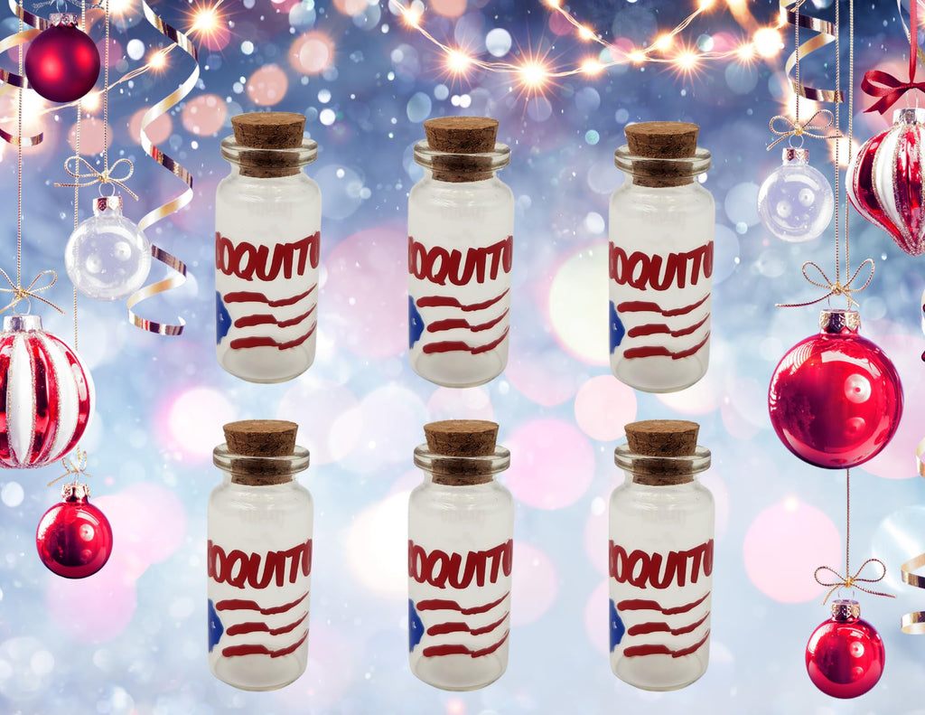 Miniature 2" Coquito Bottles with Puerto Rico Flag Label Pack of 6 Party Decor Accessory Puerto Rician Themed Party Decor Party Souvenirs Christmas Holiday Stocking Stuffer Gift