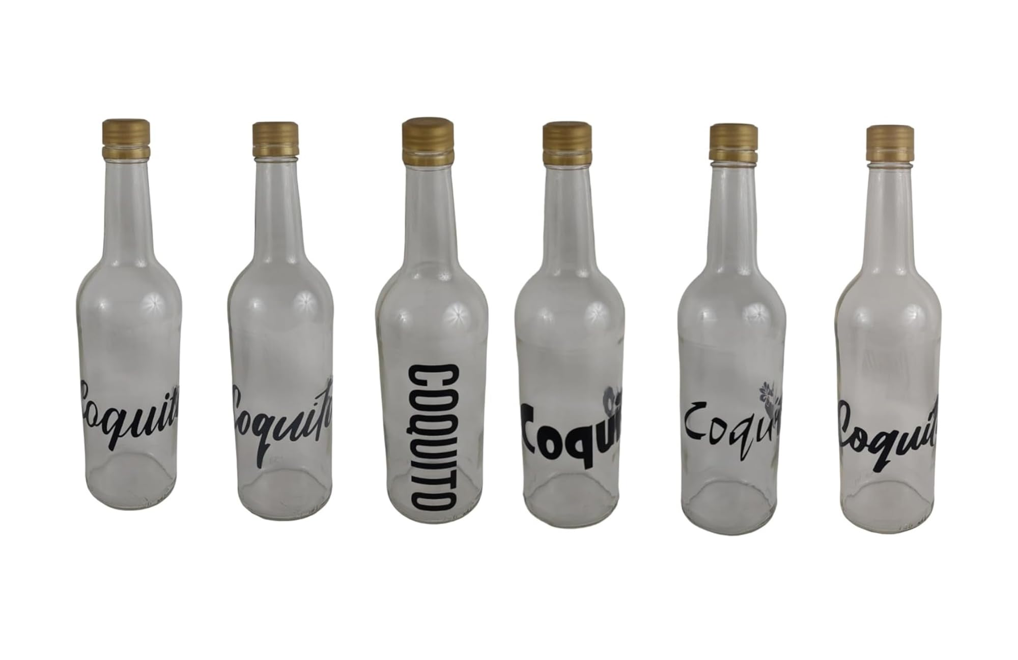 Random Little Finds Coquito Bottle Labels, Vinyl Decal Stickers, 6 Pack, Multiple Font Styles, 25 Color Options