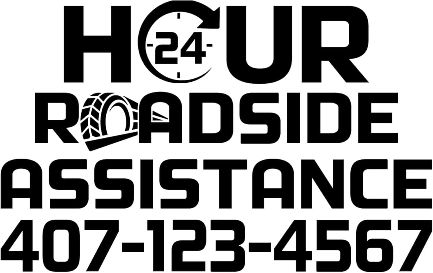 Random Little Finds 24 Hour Roadside Assistance Decal, Vehicle Tow Truck Vinyl Sticker with Phone Number, Multiple Color Options, Weather-Resistant
