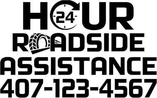 Random Little Finds 24 Hour Roadside Assistance Decal, Vehicle Tow Truck Vinyl Sticker with Phone Number, Multiple Color Options, Weather-Resistant - Random Little Finds