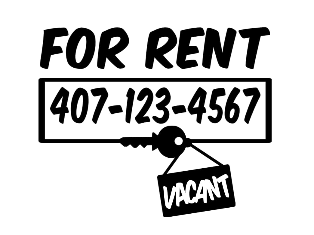 For Rent with Custom Phone Number Vinyl Decal Sticker, Customizable Contact Information Sign, Available in 24 Colors