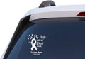 Fly High Until We Meet Again Memorial Decal, Cancer Awareness Ribbon with Birds, Custom Name and Date, Vinyl Car Window Sticker