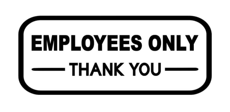 Employees Only Door Decal, Thank You Sign, Vinyl Sticker, Pack of 2